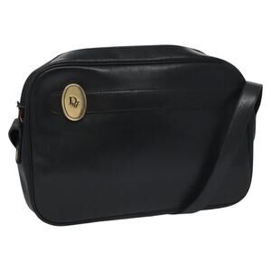 DIOR Shoulder Bag Leather Black Gold